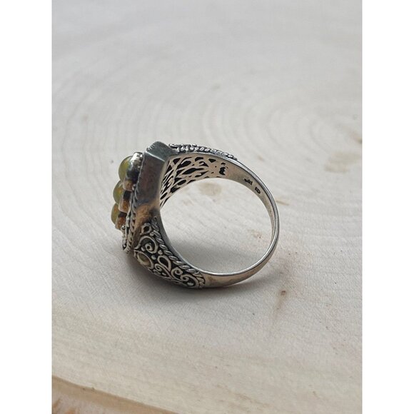 Vintage Fire Opal 18k Gold and Sterling Silver Ring - Size 9.5 - Picture 4 of 7